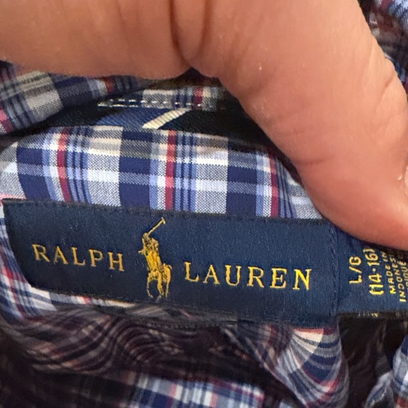 Lot of 2 Polo Ralph Lauren Boys Checkered Button-Down Shirts - Size 14-16 - L - Picture 5 of 11